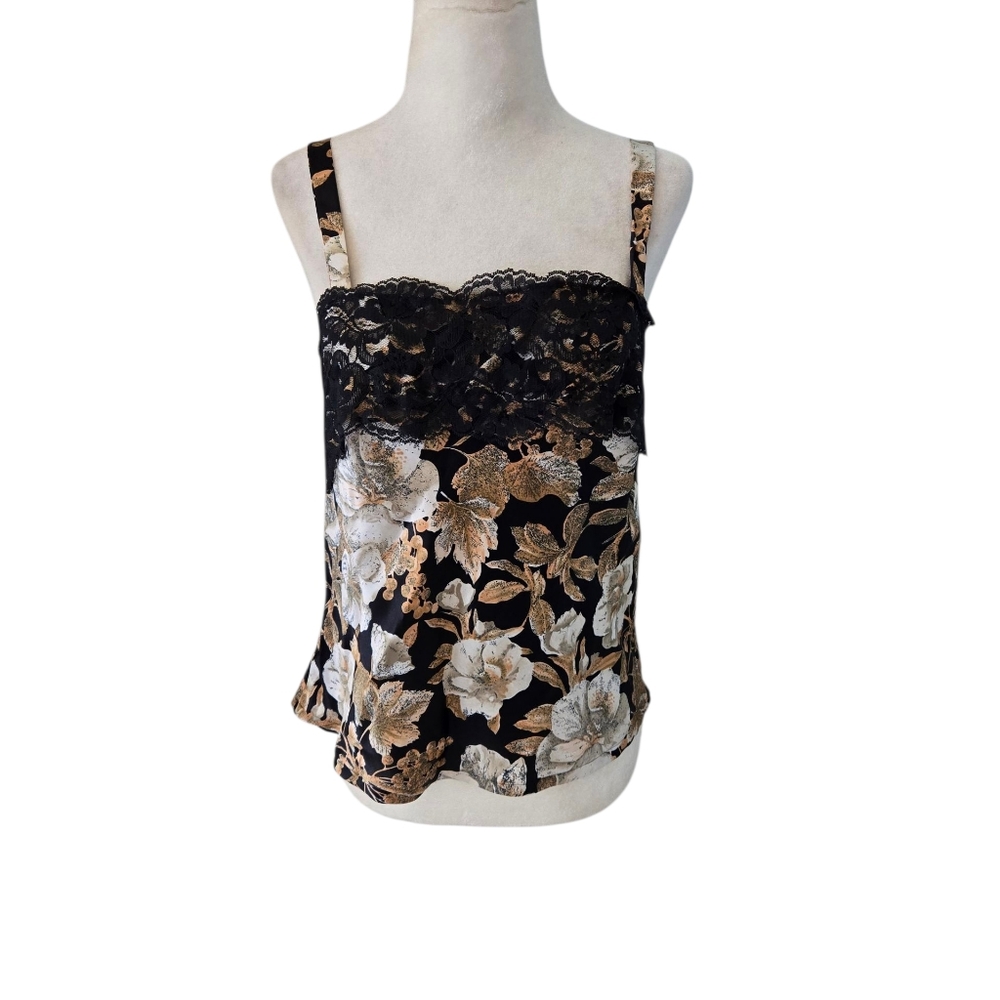 Vanity Fair Floral Lace Trim Women's Top Size 36